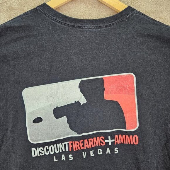 Discount Firearms + Ammo Mens T-Shirt Size M Black Las Vegas Logo Short Sleeve - Picture 6 of 10